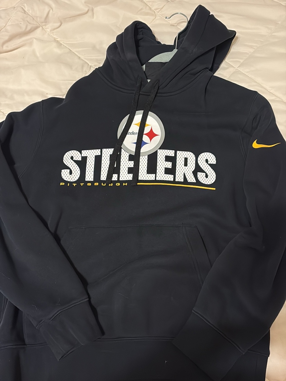 Nike Black Pittsburgh Steelers Logo Pullover Hoodie with Yellow Accents